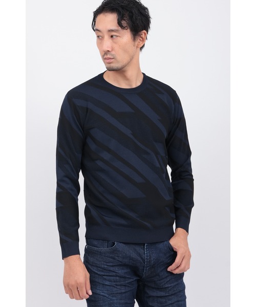HIGH STREET（ハイストリート）の「ﾊﾞｲｱｽﾘﾝｸｽｸﾙｰﾈｯｸKN（ニット/セーター・メンズ・ホワイト/ネイビー/ブラック・MEDIUM/LARGE/LL）」の3枚目の写真