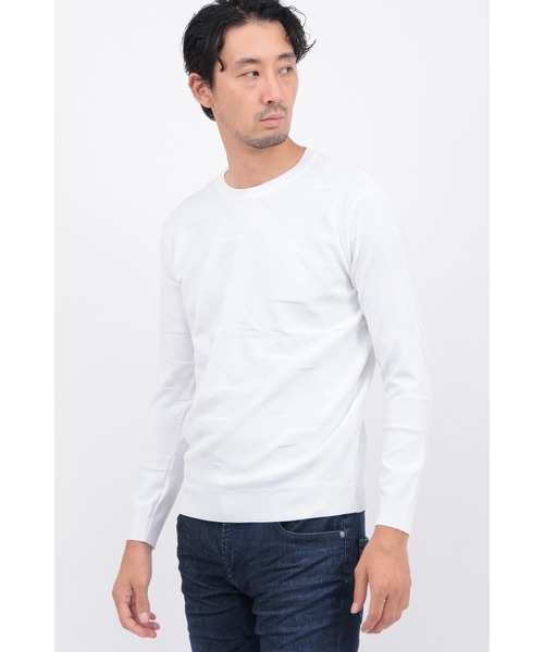 HIGH STREET（ハイストリート）の「ﾊﾞｲｱｽﾘﾝｸｽｸﾙｰﾈｯｸKN（ニット/セーター・メンズ・ホワイト/ネイビー/ブラック・MEDIUM/LARGE/LL）」の2枚目の写真