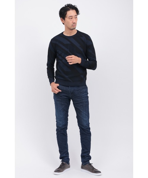 HIGH STREET（ハイストリート）の「ﾊﾞｲｱｽﾘﾝｸｽｸﾙｰﾈｯｸKN（ニット/セーター・メンズ・ホワイト/ネイビー/ブラック・MEDIUM/LARGE/LL）」の6枚目の写真