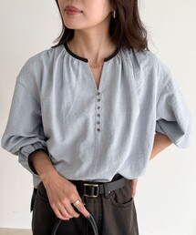fredy emue | 起毛パイピングギャザーブラウス(シャツ/ブラウス)