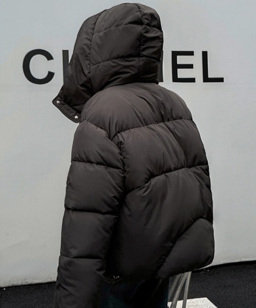 セール】フード付き フロントテープデザイン エコダウンジャケット