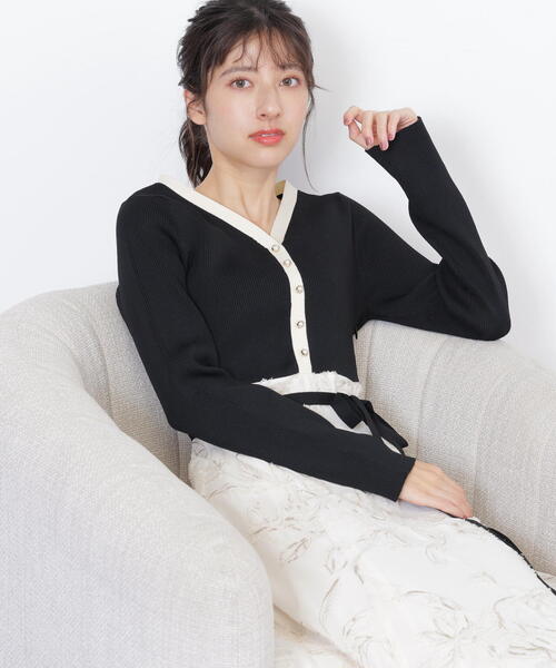 ◇モール刺繍ドッキングニットワンピース（ワンピース）｜JILL by JILL