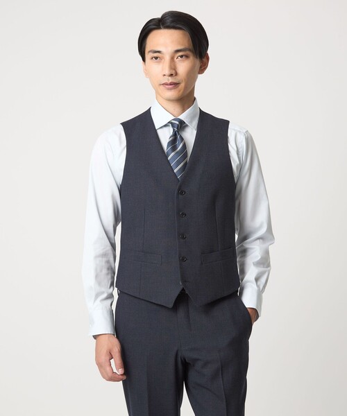 green label relaxing（グリーンレーベルリラクシング）の「A+ TWPU バーズアイ 5B スリム ベスト -ウォッシャブル-（ベスト・メンズ・ネイビー/ダークブラウン/ダークグレー・XL/M/S/L/XXL）」の3枚目の写真