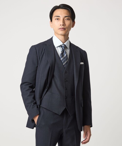 green label relaxing（グリーンレーベルリラクシング）の「A+ TWPU バーズアイ 5B スリム ベスト -ウォッシャブル-（ベスト・メンズ・ネイビー/ダークブラウン/ダークグレー・XL/M/S/L/XXL）」の4枚目の写真