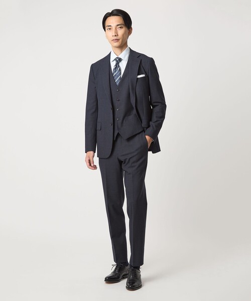 green label relaxing（グリーンレーベルリラクシング）の「A+ TWPU バーズアイ 5B スリム ベスト -ウォッシャブル-（ベスト・メンズ・ネイビー/ダークブラウン/ダークグレー・XL/M/S/L/XXL）」の5枚目の写真