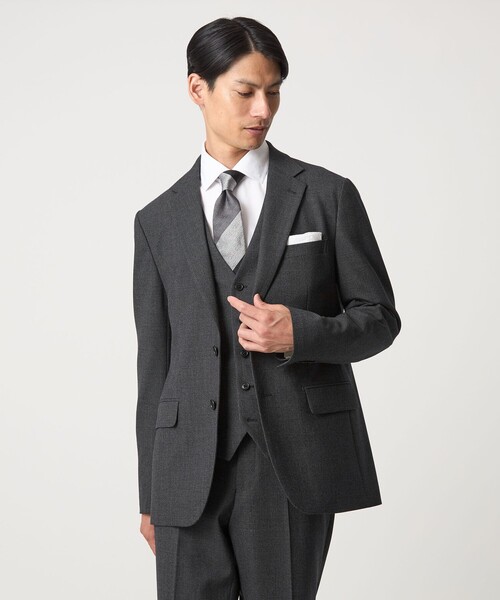 green label relaxing（グリーンレーベルリラクシング）の「A+ TWPU バーズアイ 5B スリム ベスト -ウォッシャブル-（ベスト・メンズ・ネイビー/ダークブラウン/ダークグレー・XL/M/S/L/XXL）」の6枚目の写真