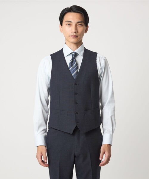 green label relaxing（グリーンレーベルリラクシング）の「A+ TWPU バーズアイ 5B スリム ベスト -ウォッシャブル-（ベスト・メンズ・ネイビー/ダークブラウン/ダークグレー・XL/M/S/L/XXL）」の10枚目の写真