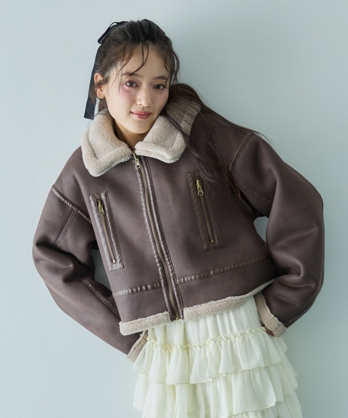 セール】ムートンライダースジャケット／（ムートンコート