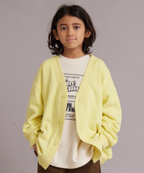 PAIRMANON STREET（ペアマノンストリート）の「裏起毛 オーバーサイズ カーディガン【PAIRMANON STREET】（カーディガン/ボレロ・キッズ・イエロー/グレー/パープル/ブラック・130/160/100/110/120/140/150/90）」の4枚目の写真