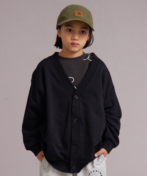 PAIRMANON STREET（ペアマノンストリート）の「裏起毛 オーバーサイズ カーディガン【PAIRMANON STREET】（カーディガン/ボレロ・キッズ・イエロー/グレー/パープル/ブラック・130/160/100/110/120/140/150/90）」の2枚目の写真