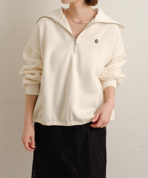 Omekashi(オメカシ)の「刺繍ハーフジップスウェット(スウェット・レディース・アイボリー/チャコールグレー/ピンク/オフホワイト・FREE)」の21枚目の写真