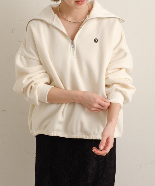 Omekashi(オメカシ)の「刺繍ハーフジップスウェット(スウェット・レディース・アイボリー/チャコールグレー/ピンク/オフホワイト・FREE)」の22枚目の写真
