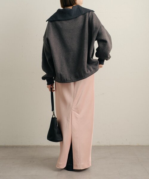 Omekashi(オメカシ)の「刺繍ハーフジップスウェット(スウェット・レディース・アイボリー/チャコールグレー/ピンク/オフホワイト・FREE)」の6枚目の写真