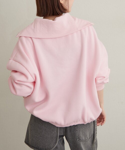 Omekashi(オメカシ)の「刺繍ハーフジップスウェット(スウェット・レディース・アイボリー/チャコールグレー/ピンク/オフホワイト・FREE)」の12枚目の写真