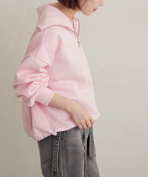 Omekashi(オメカシ)の「刺繍ハーフジップスウェット(スウェット・レディース・アイボリー/チャコールグレー/ピンク/オフホワイト・FREE)」の13枚目の写真