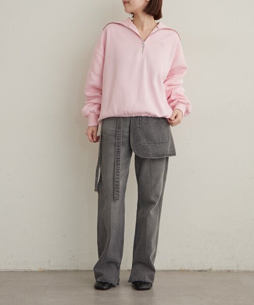 Omekashi(オメカシ)の「刺繍ハーフジップスウェット(スウェット・レディース・アイボリー/チャコールグレー/ピンク/オフホワイト・FREE)」の14枚目の写真