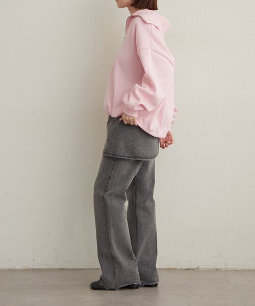 Omekashi(オメカシ)の「刺繍ハーフジップスウェット(スウェット・レディース・アイボリー/チャコールグレー/ピンク/オフホワイト・FREE)」の15枚目の写真