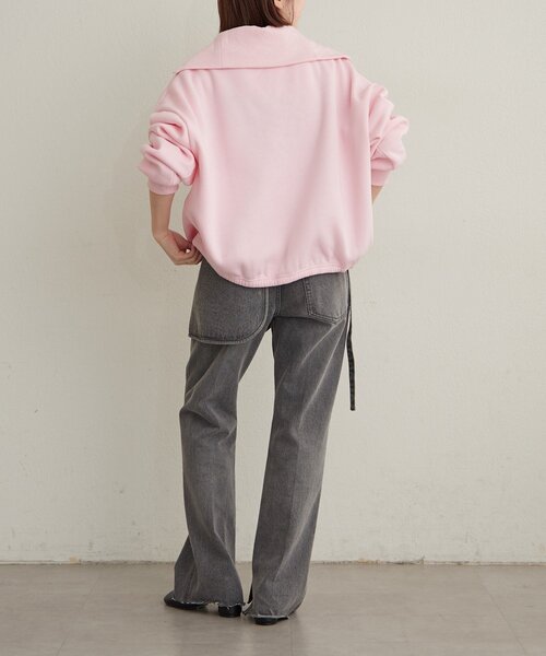 Omekashi(オメカシ)の「刺繍ハーフジップスウェット(スウェット・レディース・アイボリー/チャコールグレー/ピンク/オフホワイト・FREE)」の16枚目の写真