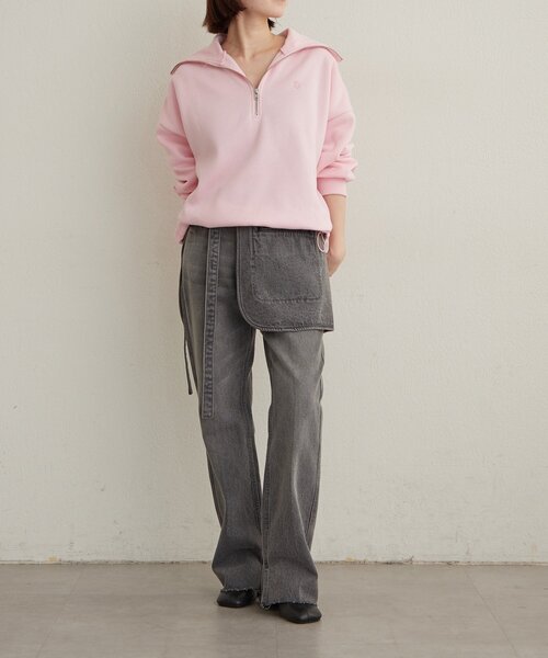 Omekashi(オメカシ)の「刺繍ハーフジップスウェット(スウェット・レディース・アイボリー/チャコールグレー/ピンク/オフホワイト・FREE)」の18枚目の写真