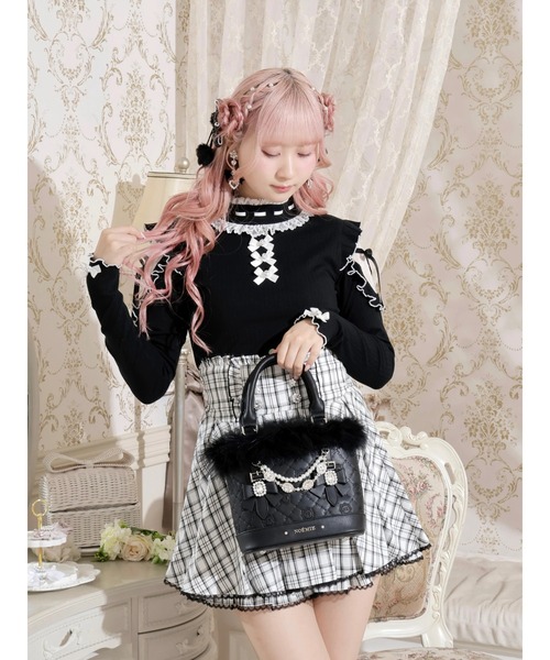 NOEMIE(ノエミー)の「お嬢さんビジューモノグラム2wayショルダーファーバッグ(ショルダーバッグ・レディース・オフホワイト/ピンク/ブラック・ONE SIZE)」の6枚目の写真