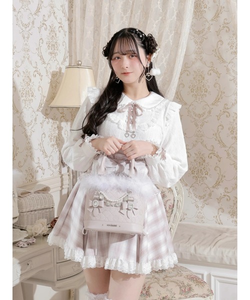 NOEMIE(ノエミー)の「お嬢さんビジューモノグラム2wayショルダーファーバッグ(ショルダーバッグ・レディース・オフホワイト/ピンク/ブラック・ONE SIZE)」の10枚目の写真