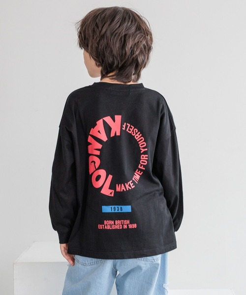 KANGOL(カンゴール)の「【KANGOL(カンゴール)】別注プリントロンT(KIDS)(Tシャツ/カットソー・キッズ・ブルー/アイボリー/ブラック・160cm/120cm/130cm/140cm/150cm)」の1枚目の写真