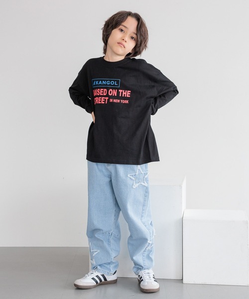 KANGOL(カンゴール)の「【KANGOL(カンゴール)】別注プリントロンT(KIDS)(Tシャツ/カットソー・キッズ・ブルー/アイボリー/ブラック・160cm/120cm/130cm/140cm/150cm)」の4枚目の写真