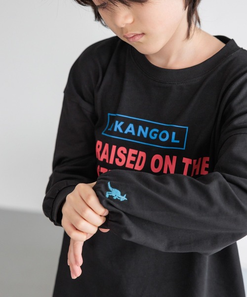 KANGOL(カンゴール)の「【KANGOL(カンゴール)】別注プリントロンT(KIDS)(Tシャツ/カットソー・キッズ・ブルー/アイボリー/ブラック・160cm/120cm/130cm/140cm/150cm)」の6枚目の写真