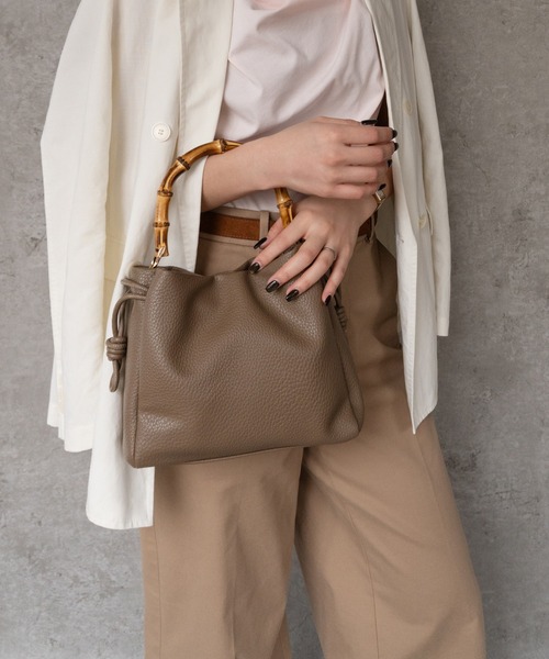 セール】バンブーハンドルドロストバッグ（ハンドバッグ）｜SHE HER