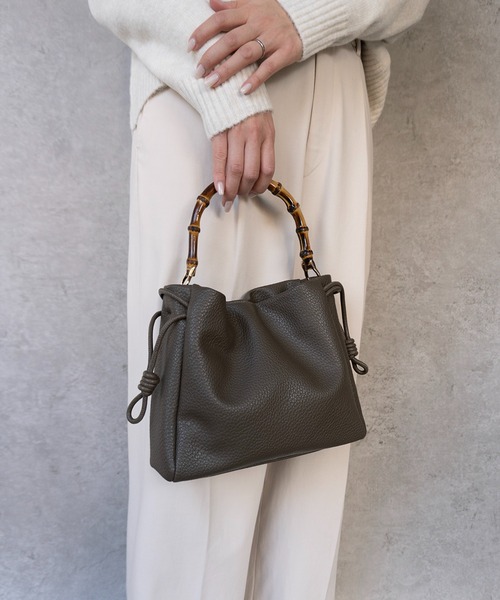 セール】バンブーハンドルドロストバッグ（ハンドバッグ）｜SHE HER