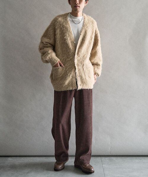 CRAFT STANDARD BOUTIQUE(クラフトスタンダードブティック)の「モヘアライクニットカーディガン(カーディガン/ボレロ・メンズ・チャコールグレー/ベージュ/ダークブラウン/マスタード/グリーン/ブルーグレー・XL/L/M)」の20枚目の写真