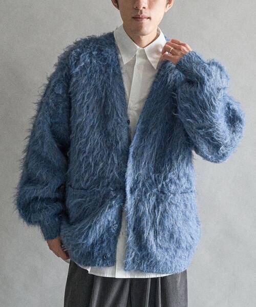 CRAFT STANDARD BOUTIQUE(クラフトスタンダードブティック)の「モヘアライクニットカーディガン(カーディガン/ボレロ・メンズ・チャコールグレー/ベージュ/ダークブラウン/マスタード/グリーン/ブルーグレー・XL/L/M)」の9枚目の写真