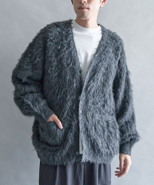 CRAFT STANDARD BOUTIQUE(クラフトスタンダードブティック)の「モヘアライクニットカーディガン(カーディガン/ボレロ・メンズ・チャコールグレー/ベージュ/ダークブラウン/マスタード/グリーン/ブルーグレー・XL/L/M)」の2枚目の写真