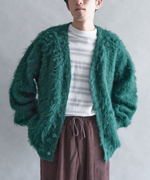 CRAFT STANDARD BOUTIQUE(クラフトスタンダードブティック)の「モヘアライクニットカーディガン(カーディガン/ボレロ・メンズ・チャコールグレー/ベージュ/ダークブラウン/マスタード/グリーン/ブルーグレー・XL/L/M)」の5枚目の写真