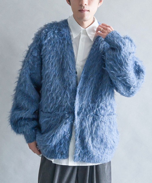 CRAFT STANDARD BOUTIQUE(クラフトスタンダードブティック)の「モヘアライクニットカーディガン(カーディガン/ボレロ・メンズ・チャコールグレー/ベージュ/ダークブラウン/マスタード/グリーン/ブルーグレー・XL/L/M)」の1枚目の写真