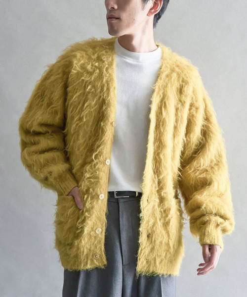 CRAFT STANDARD BOUTIQUE(クラフトスタンダードブティック)の「モヘアライクニットカーディガン(カーディガン/ボレロ・メンズ・チャコールグレー/ベージュ/ダークブラウン/マスタード/グリーン/ブルーグレー・XL/L/M)」の6枚目の写真