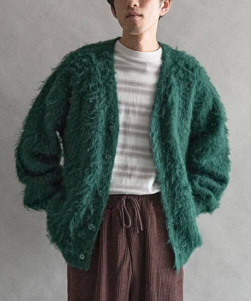CRAFT STANDARD BOUTIQUE(クラフトスタンダードブティック)の「モヘアライクニットカーディガン(カーディガン/ボレロ・メンズ・チャコールグレー/ベージュ/ダークブラウン/マスタード/グリーン/ブルーグレー・XL/L/M)」の7枚目の写真