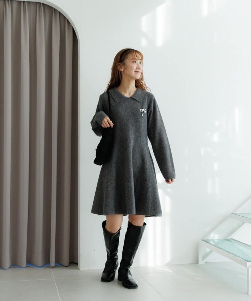 flower（フラワー）の「ポロミニワンピース（ワンピース・レディース・ブラウン・FREE）」の2枚目の写真