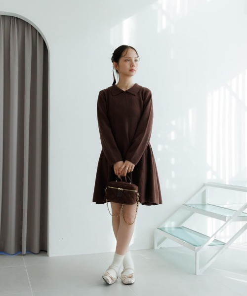 flower（フラワー）の「ポロミニワンピース（ワンピース・レディース・ブラウン・FREE）」の6枚目の写真