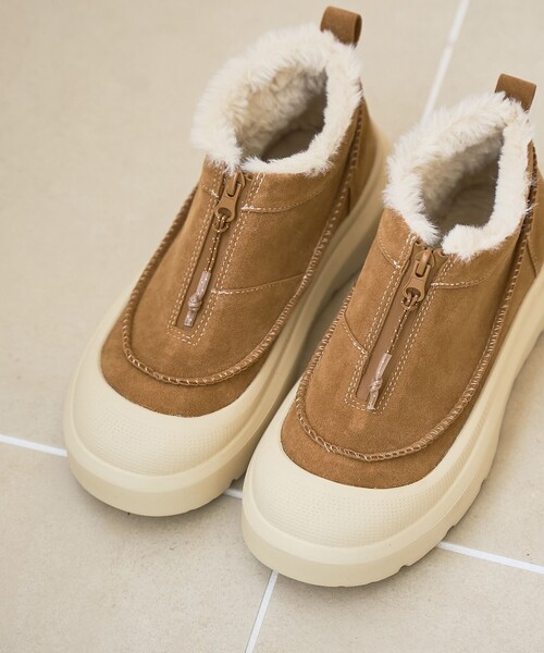 coen（コーエン）の「【PARKNIK（パークニック）】TOECAPムートンライクジップショートブーツ（23.5cm/24.5cm）（スニーカー・レディース・ブラック/ベージュ・23.5cm/24.5cm）」の7枚目の写真