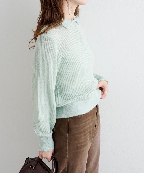 Kastane（カスタネ）の「【一部店舗限定】B スパンコールニットポロ（ニット/セーター・レディース・ブルー/アイボリー/ブラウン/ミント・FREE）」の7枚目の写真