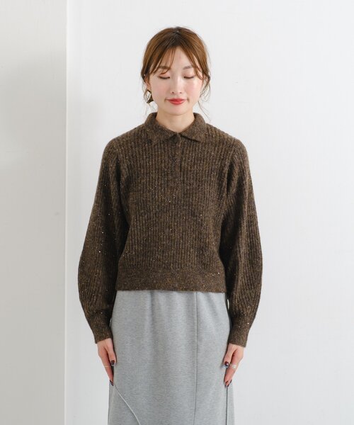 Kastane（カスタネ）の「【一部店舗限定】B スパンコールニットポロ（ニット/セーター・レディース・ブルー/アイボリー/ブラウン/ミント・FREE）」の13枚目の写真