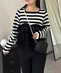 prose verse | ボリュームドットチュールフリルスクエアネックニット(ニット/セーター)