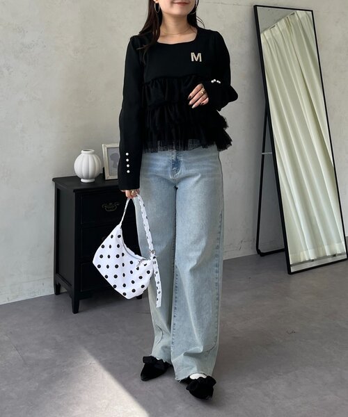 prose verse（プロズヴェール）の「ボリュームドットチュールフリルスクエアネックニット（ニット/セーター・レディース・ブラック/ブラック系その他・LARGE/MEDIUM）」の22枚目の写真