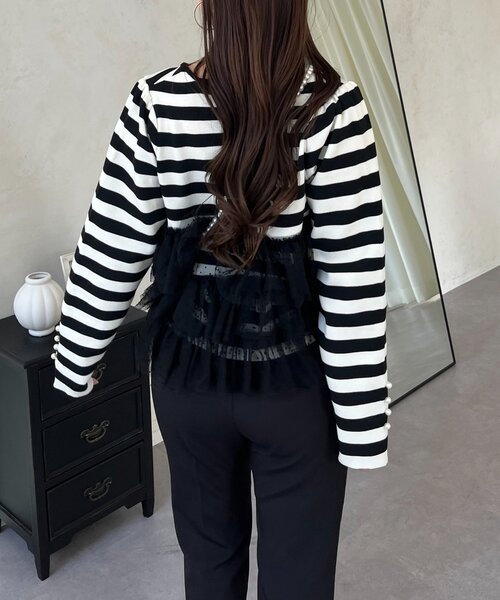 prose verse（プロズヴェール）の「ボリュームドットチュールフリルスクエアネックニット（ニット/セーター・レディース・ブラック/ブラック系その他・LARGE/MEDIUM）」の16枚目の写真