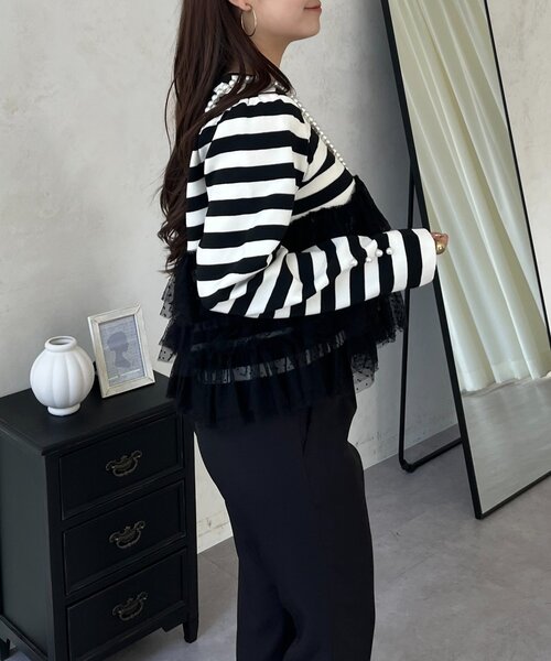 prose verse（プロズヴェール）の「ボリュームドットチュールフリルスクエアネックニット（ニット/セーター・レディース・ブラック/ブラック系その他・LARGE/MEDIUM）」の18枚目の写真