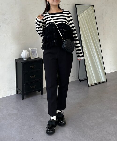 prose verse（プロズヴェール）の「ボリュームドットチュールフリルスクエアネックニット（ニット/セーター・レディース・ブラック/ブラック系その他・LARGE/MEDIUM）」の10枚目の写真