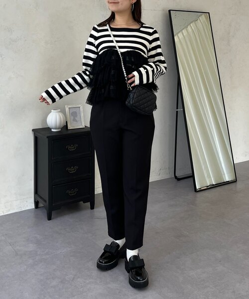 prose verse（プロズヴェール）の「ボリュームドットチュールフリルスクエアネックニット（ニット/セーター・レディース・ブラック/ブラック系その他・LARGE/MEDIUM）」の15枚目の写真