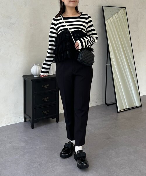 prose verse（プロズヴェール）の「ボリュームドットチュールフリルスクエアネックニット（ニット/セーター・レディース・ブラック/ブラック系その他・LARGE/MEDIUM）」の4枚目の写真