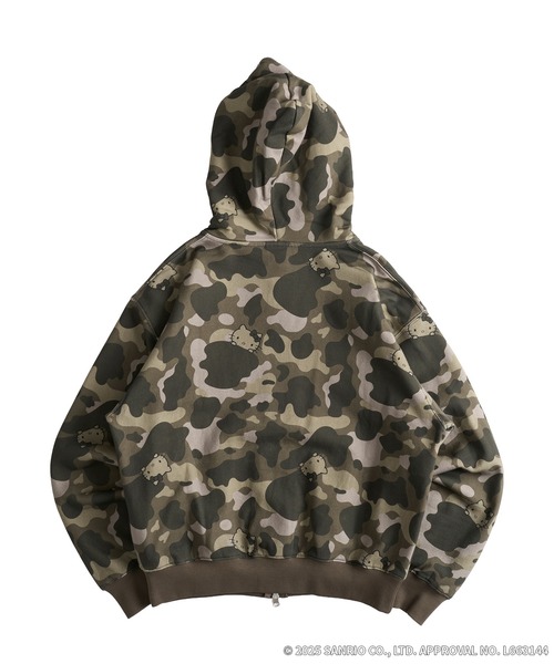 WISH FOR EVER(ウィッシュフォーエバー)の「A LOT OF“HELLO KITTY” DOUBLE ZIP HOODIE(パーカー・メンズ・ブラウン系カモフラージュ/グレー系カモフラージュ/グリーン系カモフラージュ・MEDIUM/LARGE/SMALL)」の7枚目の写真